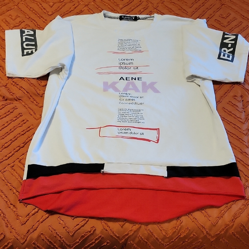 Playboy White and Black Lorem Ipsum Tee